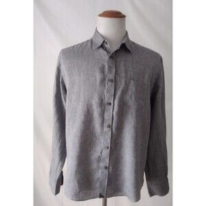 Untuckit Shirt Mens Large  Gray  Linen Button Up Casual Preppy Office Norm Core